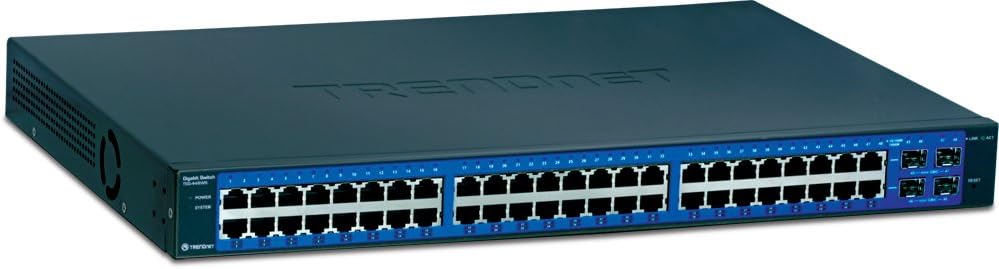 RENDnet 48-Port 10/100/1000 Mbps Gigabit Web Smart Switch with 4 Shared SFP Slots, Private & Voice VLAN Support, IPv6, Fanless, Rack Mountable, TEG-448WS (Renewed) (Version C1.2R)