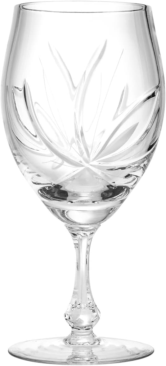 World Gifts Elegant and Modern Russian Cut Crystal Glassware for Hosting Parties and Events - 13oz, Goblet, 400ml, Set of 6