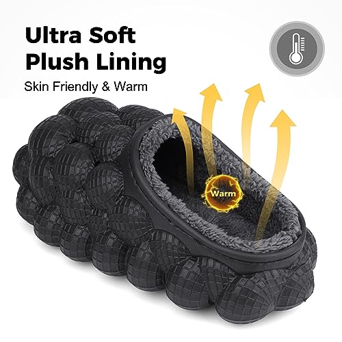 Bubble Slides with Fur for Women Men Winter Warm Fuzzy Plush Lining Thick Sole Bedroom House Slippers2