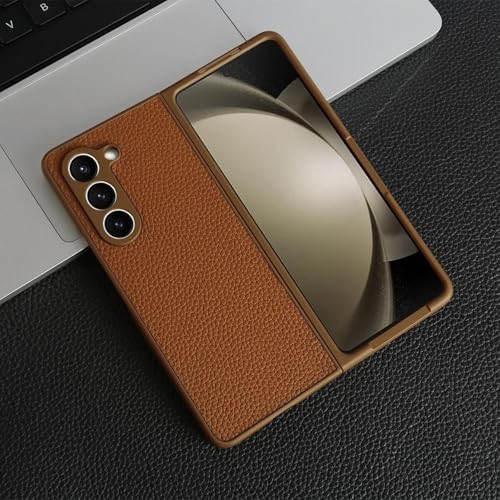 Coque cuir véritable litchi Galaxy Z Fold6 évitez rayures et chutes