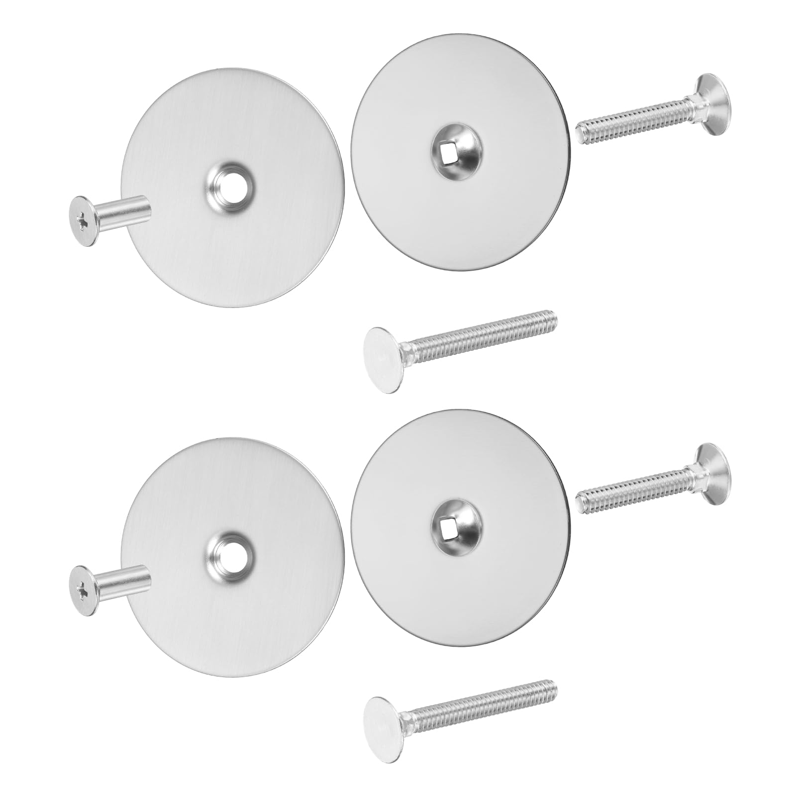 PATIKIL 2Pcs Round Door Hole Cover Plate, (2-5/8" Dia, Silver) Alloy Steel Deadbolt Cover Plate Door Knob Filler Plates with 1" and 1.38" Connecting Screws, Suit for - Door/Cabinet/Wall