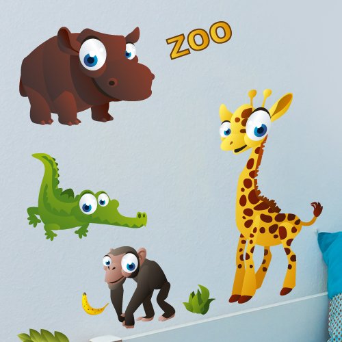 Adesivi murali Wandkings "Animali dello zoo" in kit XL - 30 adesivi su una superficie di circa 130 x 70 cm