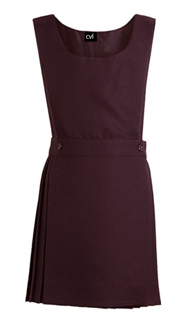 CVL GIRLS BIB PINAFORE PLEATED SCHOOL UNIFORM DRESS ALL AGES (Wine/Maroon, 17-18 Years)