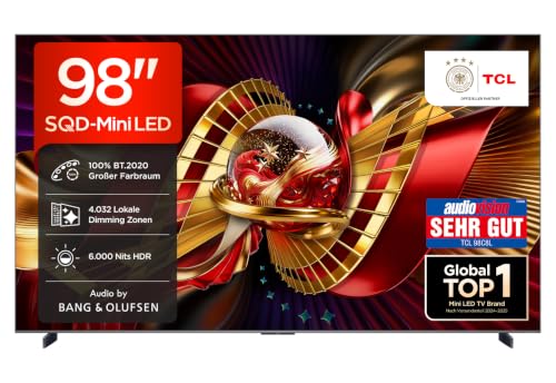 TCL 98C8L SQD-Mini LED 98 Zoll Fernseher, 4K Smart TV, Google TV, HDR10+ – Ansicht 1