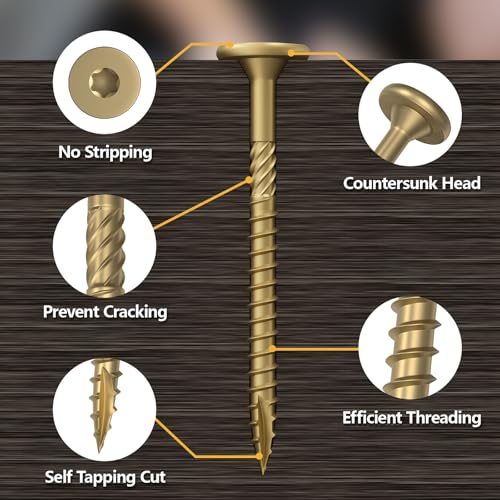 Fmhotu MHMLS006-50PCSJS 6 Inch Heavy-Duty Outdoor Deck Screws, 50Pcs Star Drive Decking Wood Screws thumb #2