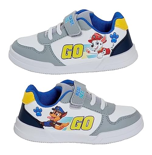 Paw Patrol Zapatillas deportivas para niños, fáciles de tocar, con cierre de tacón, Chase Marshall, gris, 25 EU | Ya disponible en tu tienda friki favorita! En mundofriki.es!
