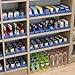 Akro-Mils 30120 Plastic Shelf Bins, Heavy Duty Storage Bins for Garage, Closet, and Drawer Organization, 12-Inch x 4-Inch x 4-Inch, Blue, 24-Pack