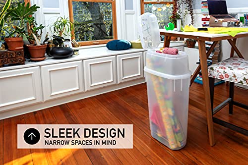 Rubbermaid Wrap N’ Craft, Plastic Storage Container For Wrapping Paper And Crafting Supplies, Fits Up To 20 Rolls Of Standard 30” Wrapping Paper, Two Compartments, Slim Design, Clear Exterior #TOP3