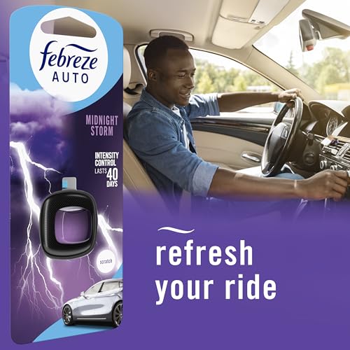 Febreze AUTO Air Freshener, Odor-Fighting Automotive Vent Clip, Midnight Storm Scent, 8 Count - image 7