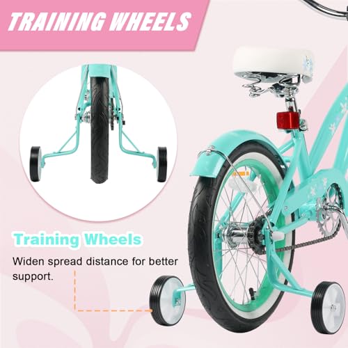 Image of Glerc Daisy Girls Bike, 12 14 16 Inch Kids Bike for Ages 2-7 Years Old Children, Princess Style Kids Bicycle with Training Wheels & Basket & Streamers, Multiple Colors