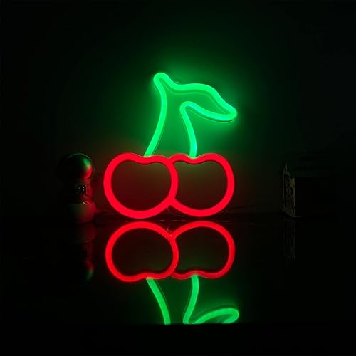 Miniatura 4 de ENUOLI Letreros de neón con luz de cerezo, decoración de frutas, luces de neón de cereza para decoración de pared, letreros LED para dormitorio, USB