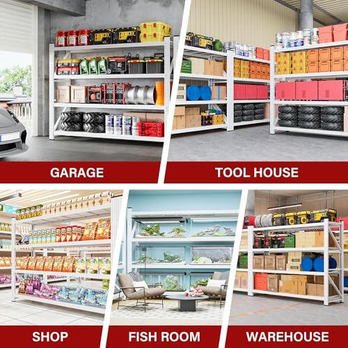 Image of 6000LBS Heavy Duty Garage Shelving Units,79 inch Wide & Deep Storage Shelves,White Metal Garage Shelves,Large Storage Rack,Steel Shelf,Industrial Shelving for Shop,Warehouse,Basement,79 inch W x 24 inch D x 79 inch H