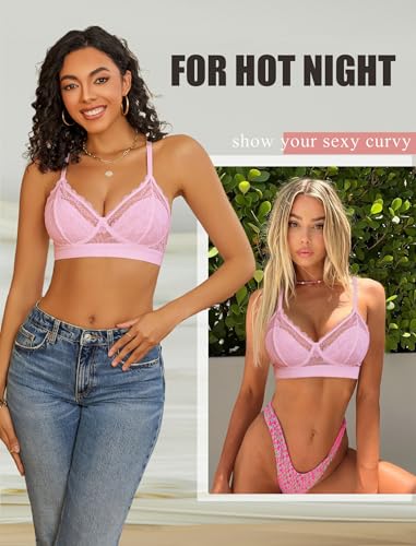 Image of Avidlove Bralettes for Women Lace Racerback Bras Wireless Unlined Bralette Comfy Bra Sexy Lingerie Tops