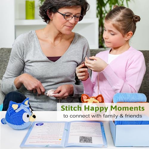 Image of Acehochen Crochet Kit for Beginners, Beginner Crochet Kit for Adults with Step-by-Step Video Tutorials, Crochet Animal Kits Knitting Supplies, 2 Happy Dogs (Beginners Yarns)