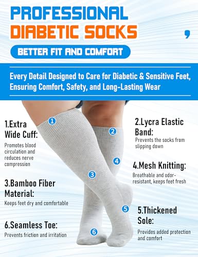 Image of Wide Diabetic Socks for Men Women, Loose Fit for Swollen Feet
