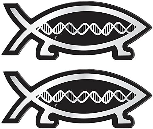 DNA Fish Darwin Magnetic Car Emblem/Refrigerator Magnet (Small Size - 2 Pack)