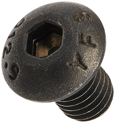 Class 12.9 Steel Socket Cap Screw, Plain Finish, Button Head, Internal Hex Drive, Meets ISO 7380, 40mm Length, Fully Threaded, M6-1 Metric Coarse Threads (Pack of 100)