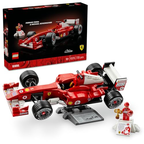 LEGO Icons Ferrari F2004 ve Michael Schumacher 11375 - Yetişkinler için Sergileme Standı ve Michael Schumacher Minifigürü İçeren Yaratıcı Dekoratif Model Yapım Seti, Hediye Fikri (735 Parça)