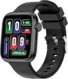 zaisia Smartwatch Uomo Donna, 1.85' Orologio Smartwatch con Chiamare/Rispondere, Molteplici modalità Sportive con Contapassi/Sonno/Cardiofrequenzimetro, IP68 Smart Watch per Andorid iOS (Nero)