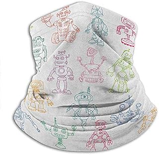 Tough Headwear Face Cover Doodle Seamless Bandanas Drawings of Various Robots Performing a