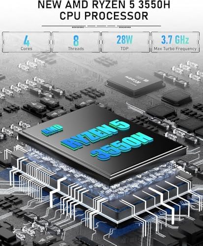 Getorl GT100 Ryzen 5 3550H, 8GB RAM, 256GB SSD, Windows 11 Pro Mini Gaming & Workstation PC w/Triple 4K @60Hz Display Via HDMI/USB Type-C & Internal WiFi 6 & RJ45 & 4xUSB-A Ports (by_Getorli) — view 5