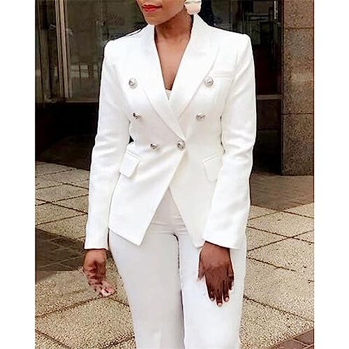 Women Double Button Blazer & Pants Suit Set 2 Piece Sets Womens Outfits Blazer Set2