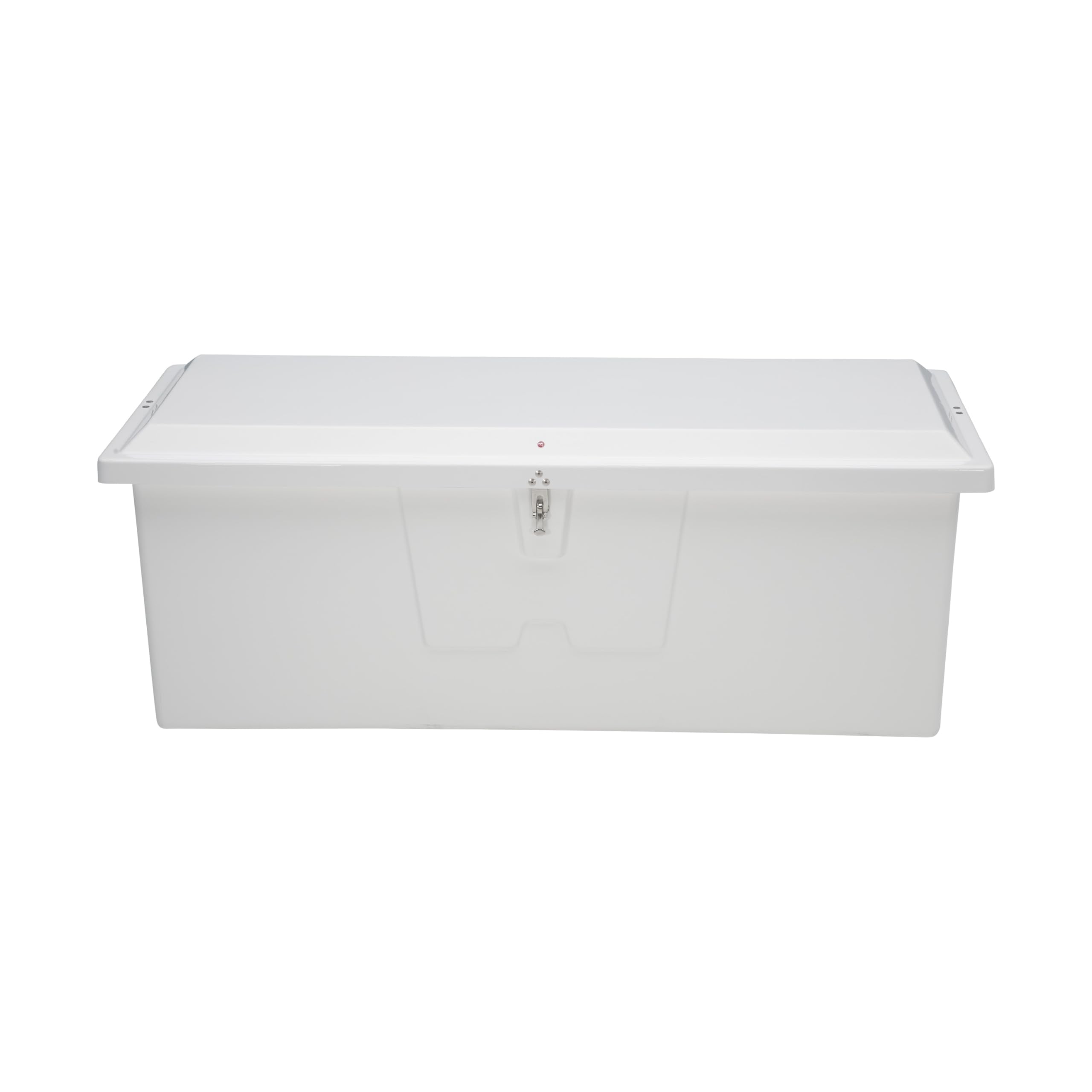 Photo 1 of Taylor Made Stow N’ Go Deep Fiberglass Dock Box, Medium (27"H X 72"W X 26"D), White, Smooth Interior Finish, Lockable Latch, Stainless-Steel Hardware - 83554