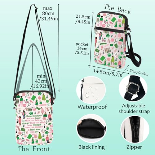 LEVLO Sorority Cross Body Bag Pink & Green Gift You Are Braver Stronger Smarter Than You Think Greek Sorority Shoulder Bag2