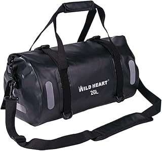 WILD HEART Borsa Impermeabile 20L 30L 40L con Cuciture saldate Spallacci a Tracolla, Tasca in Rete per Kayak, Campeggio, Barca, Bicicletta, Moto, Blu