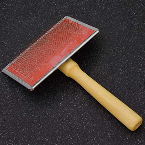 Kesheng Schaffell-Teppichbürste, Nadelkamm, Holzgriff, Haustierpflege für Haare, Haustierbürste, Schönheitsbürste, Hundezubehör