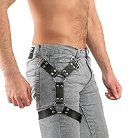 PIIKNUO Herren Bein Harness Leder Punk Gothic Herren Sexy Punk Oberschenkel Hosenträger Männer Leder Oberschenkel Geschirr Gürtel Bandage Kostüme Geschirr Männer Fesseln Bein Harness