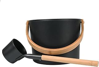 7L Aluminum Sauna Bucket and Ladle Kit,Black Sauna Bucket and Ladle Kit for Sauna & SPA Made of Premium Aluminum,Finnish Sauna Bucket,Handmade Sauna Bucket Sauna Spa Accessory,SPA Bath Accessory