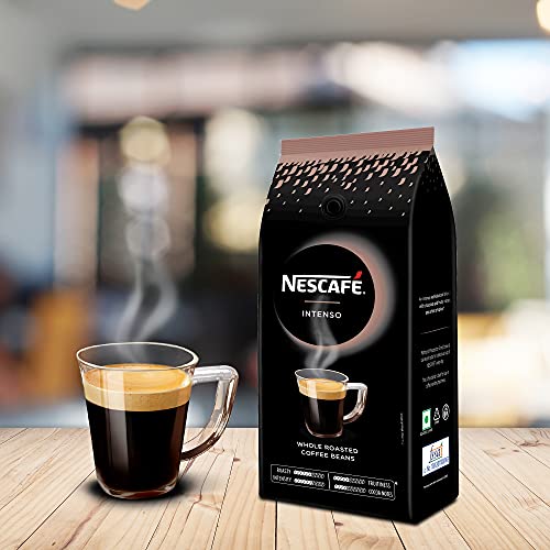 Image of Nescafe Intenso Whole Roasted Coffee Beans, Arabica and Robusta Blend, 1kg, Bag