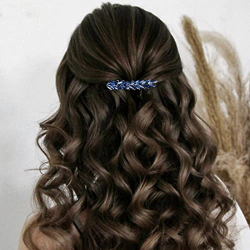 Allereyae Crystal Wedding Hairpins Barrette Rhinestone Hair Clip Barrette Blue Cz Bling Bridal Headpieces Decorative Head Clip Headwear Bridal Hair Accessories For Women And Girls (Blue) #TOP1