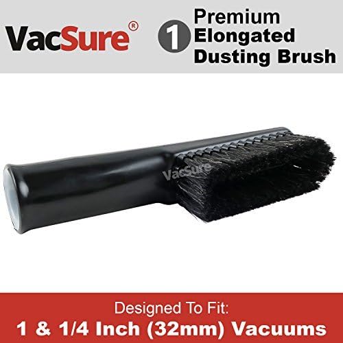VacSure Elongated Long Soft Bristle Dusting Brush Vacuum Attachment, Fit All Standard 1 & 1/4 inch Diameter Vacuum Cleaners