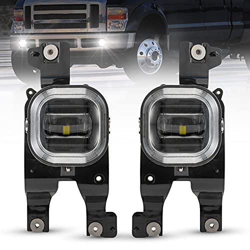 BUNKER INDUST LED Fog Lights for 2008 2009 2010 Ford F250/F350/F450 Super Duty, Bumper Driving Fog lamp Kit with Adapter Extension Harness