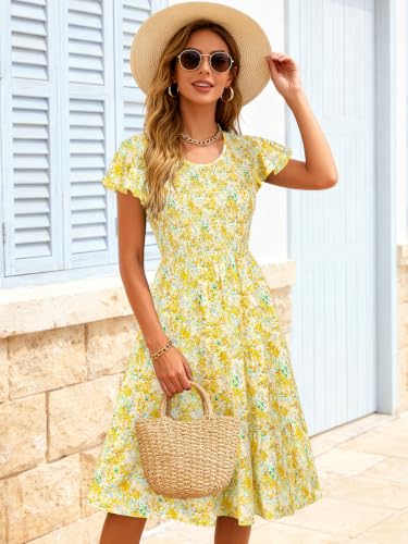 Image of Berydress Summer Dresses for Women 2026 Casual Boho Smocked Midi Sundress