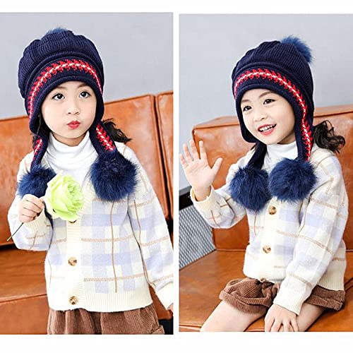 XYX Girls Winter Warm Elastic Soft Ear Protection Knitted Sherpa Ski Hats Fleece Lined Peruvian Cover Ears Beanie Hat3