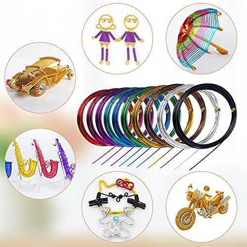 LUOGE 5 m x 10 rouleaux de fil de bricolage en aluminium multicolore de 1,5 mm, fil métallique flexible pour la fabrication de bijoux, sculptures et travaux manuels - Image 7