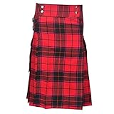 SHYNE KILTS U.K Scottish Pink Men's Fashion Sport Scottish Utility Skirt Luxury Kilt Adjustable Sizes Pocket Kilt, Scottish Pink, 30W