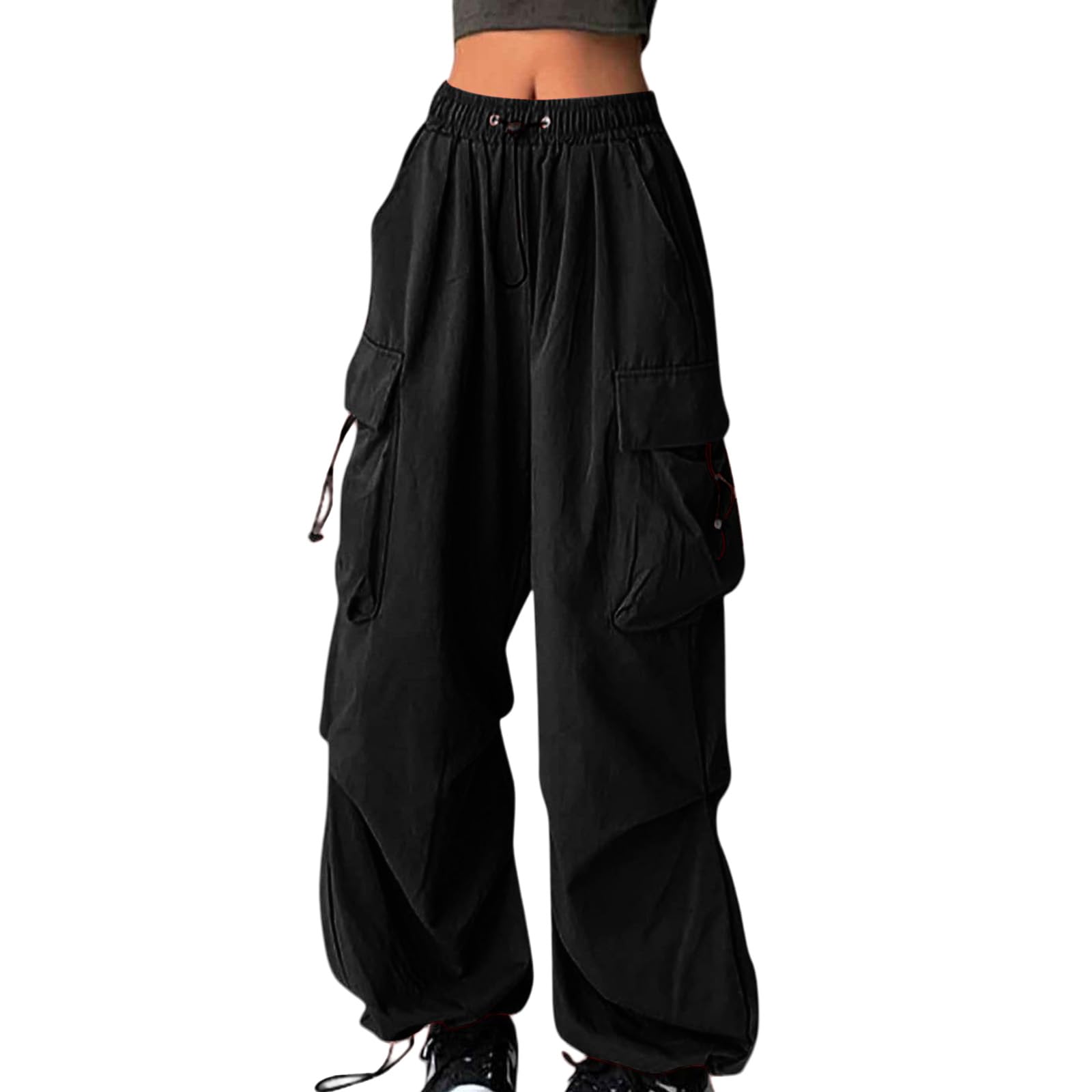 Womens Baggy Cargo Pants High Waisted Wide Leg Trousers Casual Loose Fit Parachute Pants Trendy Y2K Streetwear