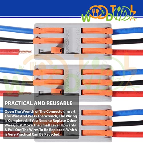 Image of Compact Splicing Wire Connectors - 3 to 3 Inline Electrical Connectors Blocks - Quick Wiring Cable Connectors (4pcs, 3 to 3 Inline, Orange)