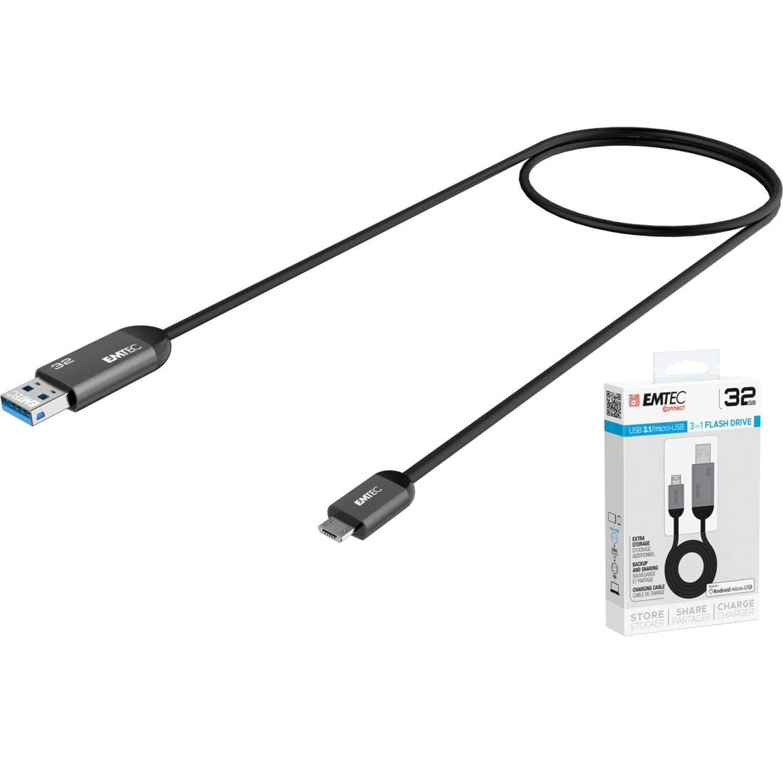 Emtec USB 3.1 DUO T750 Kabel – Micro-USB Charge – B-Ware sehr gut