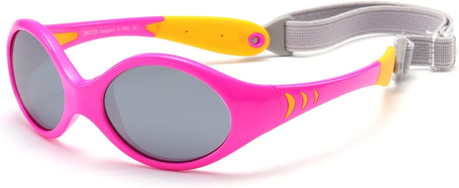 DUCO Polarized Baby Sunglasses with Strap for Newborn Toddler 0-24 Months,UV Protection Flexible Infant Sunglasses 0-2 Years (Yellow) Thumbnail