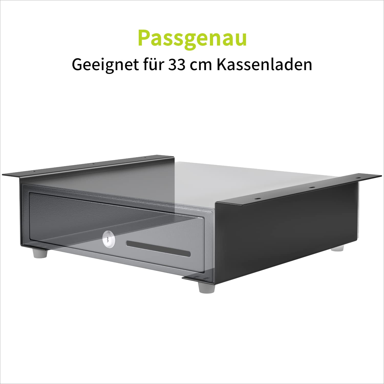ACROPAQ Montagehalterung für Kassenschublade Unterbau 2xSchienen 33cm Robuster Stahl Schwarz