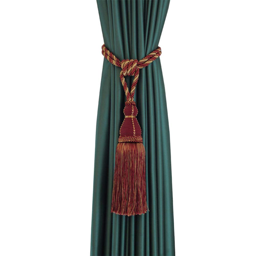 Fermatende con Nappe, 2 Pezzi, in Poliestere, Fermatende con Nappe Fatte A Mano, per Decorare Tende in Corda, Accessorio per Soggiorno/Rosso