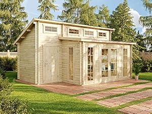 Alpholz Gartenhaus Lausitz-40 aus Massiv-Holz | Gerätehaus mit 40 mm Wandstärke | Garten Holzhaus inklusive Montagematerial | Geräteschuppen Größe: 570 x 420 cm | Pultdach