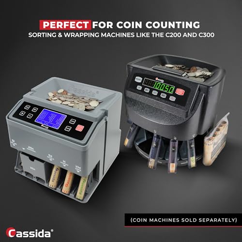 Image of Cassida Preformed Coin Roll Wrappers. 100 Assorted Pack (Penny, Nickel, Dime, Quarter) Durable Preformed Paper Tubes Crimped on One End - Federal Reserve and ABA Standards (A-CWAP)