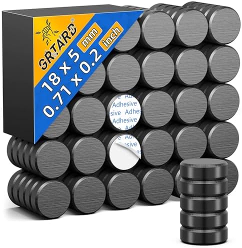 Grtard 100 Pack 1 Inch (25 mm) Magnets with Adhesive Backing