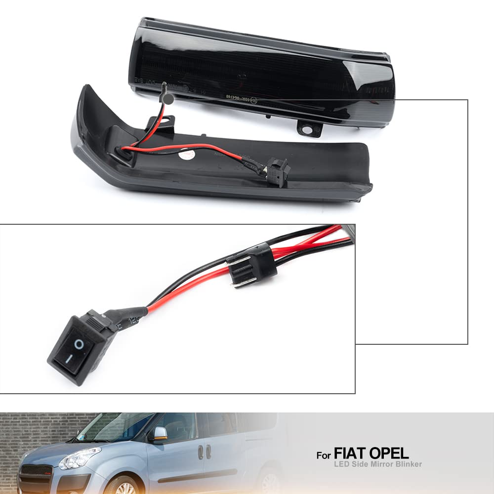 Frecce laterale Furgone indicatore di direzione dello specchio indicatore luminoso compatibile con Fiat Doblo II Op.el Vauxhall Combo D Van Retrovisore lampeggiatore OEM # 71765449 71765377